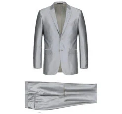 Gray Regular Fit Sharkskin Italian Styled 2 Piece Suit -Clothing Shop 207 2 2 faddba91 fb67 430f 9032 d925dc062e10