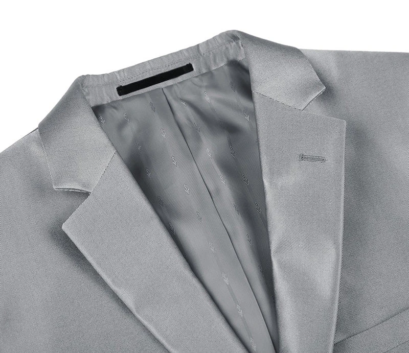 Gray Slim Fit Sharkskin Italian Styled 2 Piece Suit 5 Gray Slim Fit Sharkskin Italian Styled 2 Piece Suit - Image 3