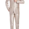 Beige Regular Fit Sharkskin Italian Styled 2 Piece Suit -Clothing Shop 207 3 2