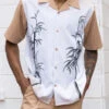 (XL) Tan Tropical Print 2 Piece Short Sleeve Walking Suit Set