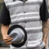 Black 2 Piece Short Sleeve Men's Summer Walking Suit Horizontal Stripe Pattern -Clothing Shop 2209 black 1024x1024 2x d6b33079 a6e9 4bd1 88ee 6e643f291537