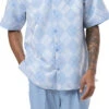 Carolina Blue 2 Piece Short Sleeve Men's Summer Walking Suit Argyle Pattern