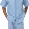 Carolina Blue Tone On Tone 2 Piece Short Sleeve Walking Suit Set -Clothing Shop 2222 carolina