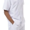 White Tone On Tone 2 Piece Short Sleeve Walking Suit Set -Clothing Shop 2222 white