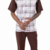 Brown Plaid Walking Suit 2 Piece Short Sleeve Set