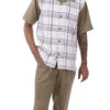 Olive Plaid Walking Suit 2 Piece Short Sleeve Set -Clothing Shop 2304 olive1