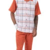 Papaya Plaid Walking Suit 2 Piece Short Sleeve Set 1 Papaya Plaid Walking Suit 2 Piece Short Sleeve Set -Clothing Shop 2304 papaya2