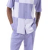 Lavender Color Block Walking Suit 2 Piece Short Sleeve Set 2 Lavender Color Block Walking Suit 2 Piece Short Sleeve Set -Clothing Shop 2314 LAVENDER1