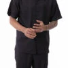 Black Weave Pattern Walking Suit 2 Piece Short Sleeve Set -Clothing Shop 2315 BLACK