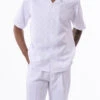 White Tone On Tone Check Walking Suit 2 Piece Short Sleeve Set -Clothing Shop 2320 white