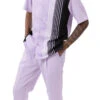 Lavender Vertical Stripe Design Walking Suit 2 Piece Short Sleeve Set 1 Lavender Vertical Stripe Design Walking Suit 2 Piece Short Sleeve Set -Clothing Shop 2322 LAVENDER