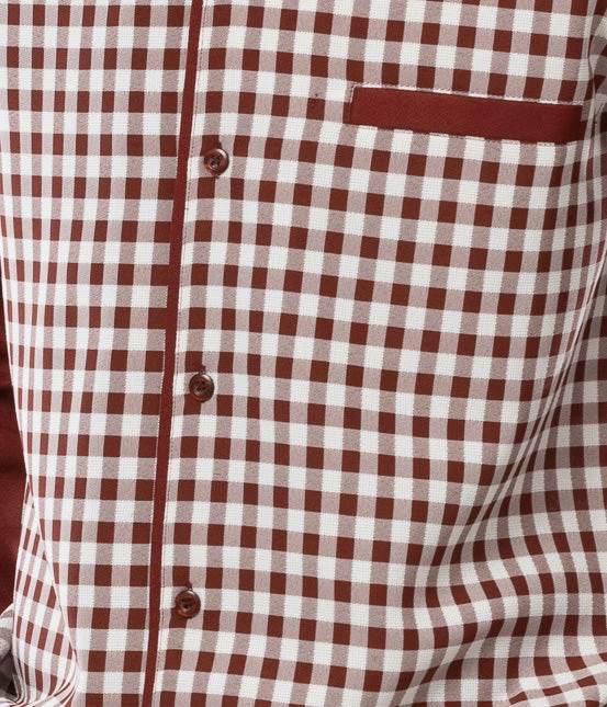 Brick Checkered 2 Piece Long Sleeve Walking Suit Set 4 Brick Checkered 2 Piece Long Sleeve Walking Suit Set - Image 2