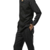 Black Tone-on-Tone 2 Piece Long Sleeve Walking Suit Set -Clothing Shop 2364Black 1