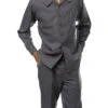 Gray Tone-on-Tone Design 2 Piece Long Sleeve Walking Suit Set -Clothing Shop 2372Grey 1
