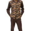 Chocolate Feather And Paisley Front Design 2 Piece Long Sleeve Walking Suit Set -Clothing Shop 2374Chocolate