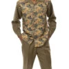 Olive Feather And Paisley Front Design 2 Piece Long Sleeve Walking Suit Set -Clothing Shop 2374Olive