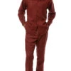 Brick Tone-on-Tone 2 Piece Long Sleeve Walking Suit Set -Clothing Shop 2375Brick 1