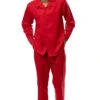Red Tone-on-Tone 2 Piece Long Sleeve Walking Suit Set -Clothing Shop 2375Red 1