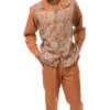 Clay Front Print Design 2 Piece Long Sleeve Walking Suit Set -Clothing Shop 2377Clay 1