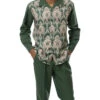 Emerald Front Print Design 2 Piece Long Sleeve Walking Suit Set -Clothing Shop 2377Emerald 1