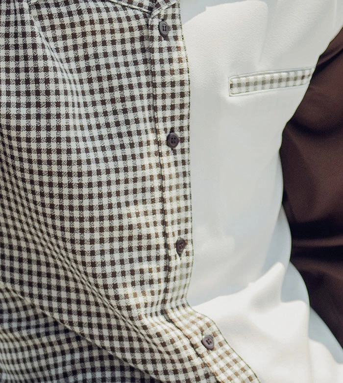 Brown Checkered 2 Piece Long Sleeve Walking Suit Set 4 Brown Checkered 2 Piece Long Sleeve Walking Suit Set - Image 2