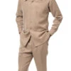 Tan Tone-on-Tone 2 Piece Long Sleeve Walking Suit Set