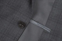 San Gemini Collection - 3 Piece Suit 2 Buttons Gray Glen Plaid Regular Fit -Clothing Shop 278 1 2 2