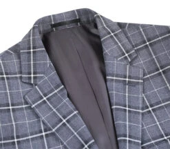 Regular Fit 2 Piece Notch Lapel Suit Gray Check Pattern -Clothing Shop 293 14 3