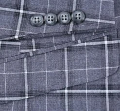 Regular Fit 2 Piece Notch Lapel Suit Gray Check Pattern -Clothing Shop 293 14 6