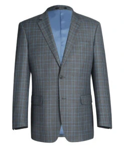 (46L) Regular Fit 2 Piece Dress Suit Windowpane In Light Gray