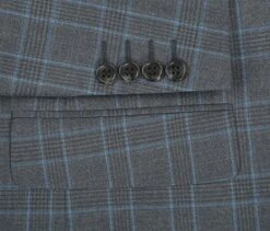 Regular Fit 2 Piece Dress Suit Windowpane In Light Gray -Clothing Shop 293 5 5