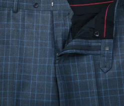 Regular Fit 2 Piece Dress Suit Windowpane In Blue -Clothing Shop 293 6 6