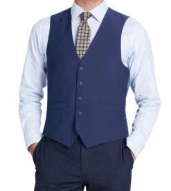 Vanderbilt Collection- Classic Dress Vest 5 Buttons Regular Fit In Blue