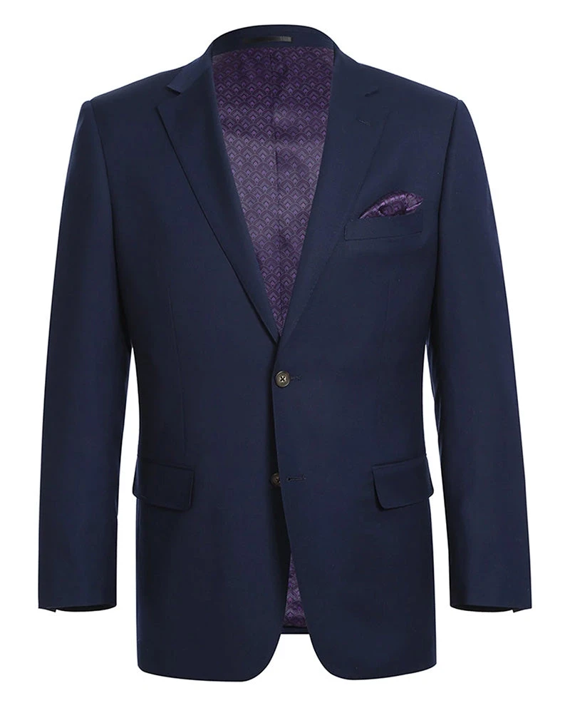 (52L) Wool Regular Fit Blazer Solid Color In Dark Navy 3 (52L) Wool Regular Fit Blazer Solid Color In Dark Navy