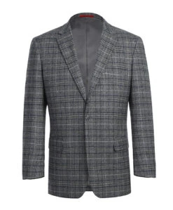 Classic Regular Fit Blazer Windowpane Pattern In Gray