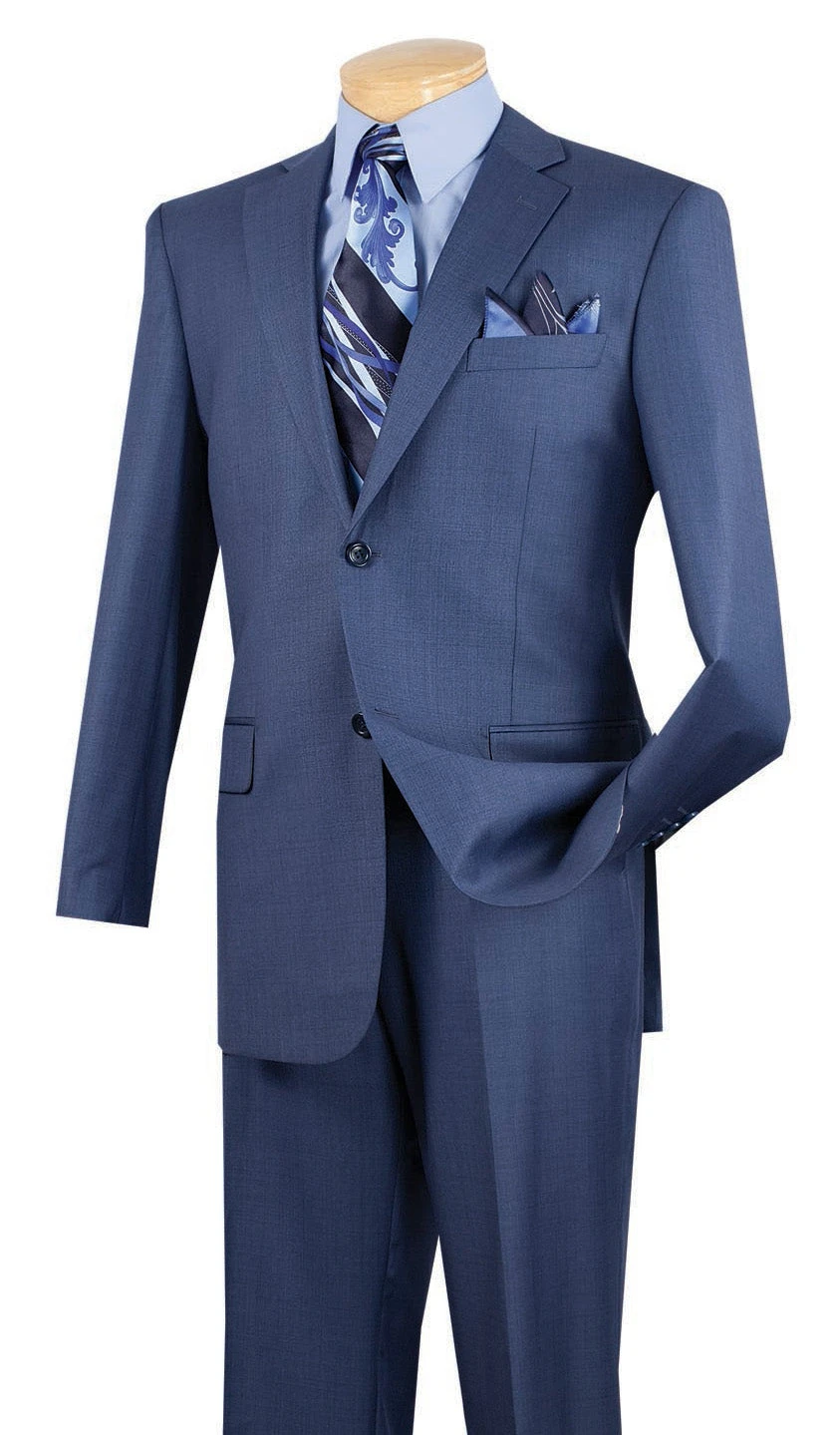 Monte Carlo Collection - Regular Fit 2 Piece 2 Button Textured Weave In Blue 3 Monte Carlo Collection - Regular Fit 2 Piece 2 Button Textured Weave In Blue