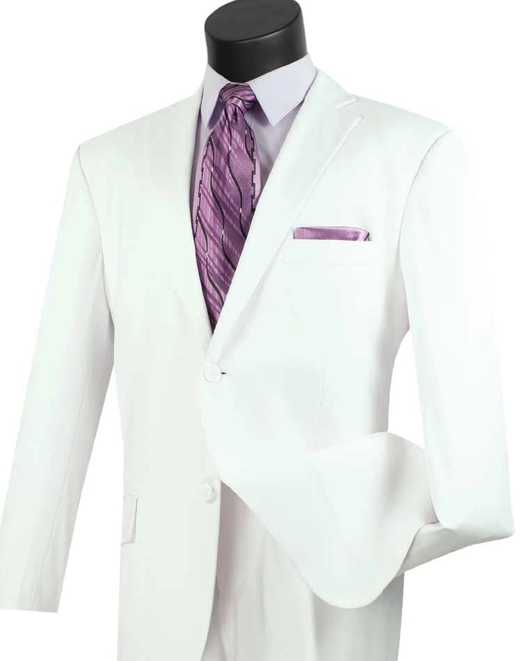 (36S) Regular Fit Suit 2 Button 2 Piece In White 3 (36S) Regular Fit Suit 2 Button 2 Piece In White