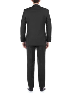 Bevagna Collection - Black 100% Virgin Wool Regular Fit Pick Stitched 2 Piece Suit -Clothing Shop 3