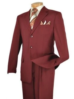 Mont Blanc Collection - Regular Fit Suit 3 Button 2 Piece In Burgundy