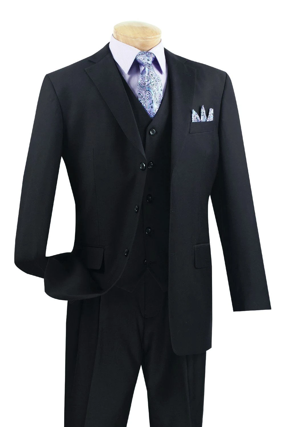 (36S) Avalon Collection - Regular Fit Men's Suit 3 Button 3 Piece Black 3 (36S) Avalon Collection - Regular Fit Men's Suit 3 Button 3 Piece Black