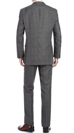 Trevi Collection - 2 Piece Suit 2 Buttons Glen Plaid Regular Fit In Gray -Clothing Shop 4Z8A0860