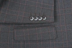 Trevi Collection - 2 Piece Suit 2 Buttons Glen Plaid Regular Fit In Gray -Clothing Shop 4Z8A1037s