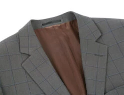 Trevi Collection - 2 Piece Suit 2 Buttons Windowpane Regular Fit In Gray -Clothing Shop 4Z8A1040s