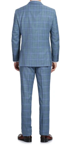 Regular Fit 2 Piece Suit Glen Plaid In Blue 8 Regular Fit 2 Piece Suit Glen Plaid In Blue -Clothing Shop 4Z8A4036s