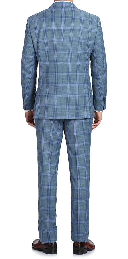 Regular Fit 2 Piece Suit Glen Plaid In Blue 4 Regular Fit 2 Piece Suit Glen Plaid In Blue - Image 2