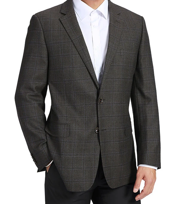 100% Wool Regular Fit 2 Button Blazer Glen Plaid In Brown 3 100% Wool Regular Fit 2 Button Blazer Glen Plaid In Brown