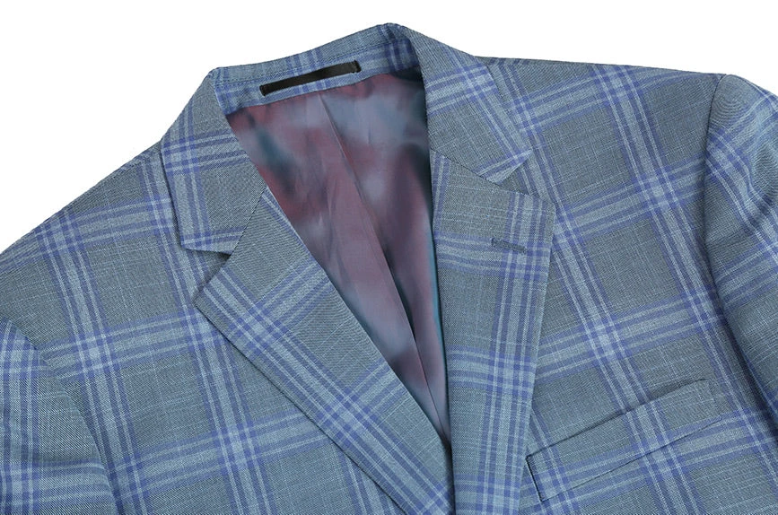 Regular Fit 2 Piece Suit Glen Plaid In Blue 5 Regular Fit 2 Piece Suit Glen Plaid In Blue - Image 3