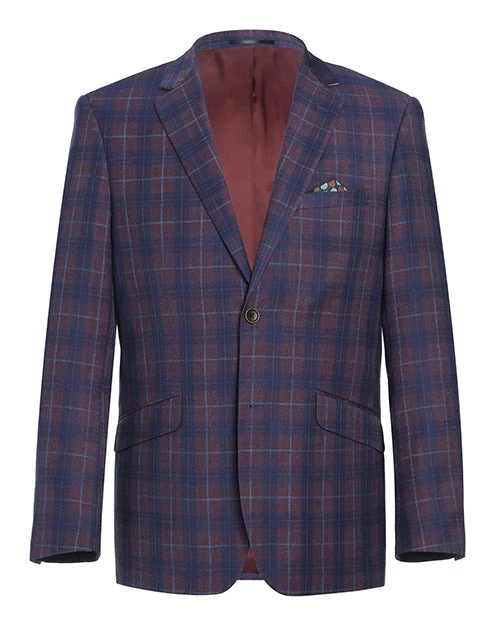 (48S) Slim Fit Blazer Glen Plaid In Blue 3 (48S) Slim Fit Blazer Glen Plaid In Blue