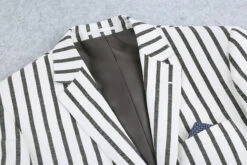 Black Striped Linen Blend Slim Fit 2 Button Blazer -Clothing Shop 4Z8A6883 S