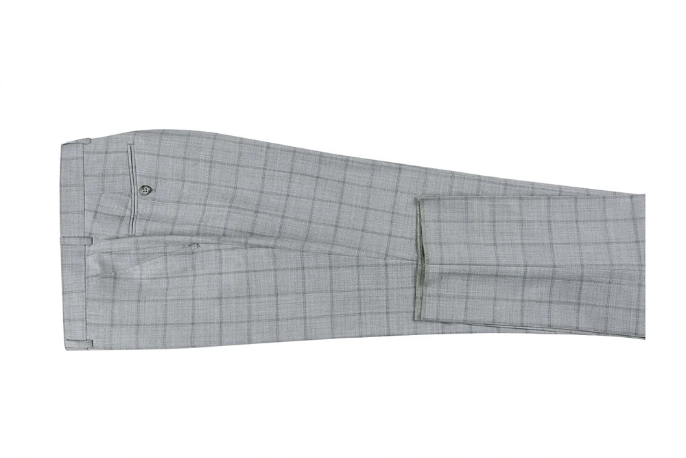 100% Wool Slim Fit Windowpane Dress Suit 2 Piece In Gray 8 100% Wool Slim Fit Windowpane Dress Suit 2 Piece In Gray - Image 6